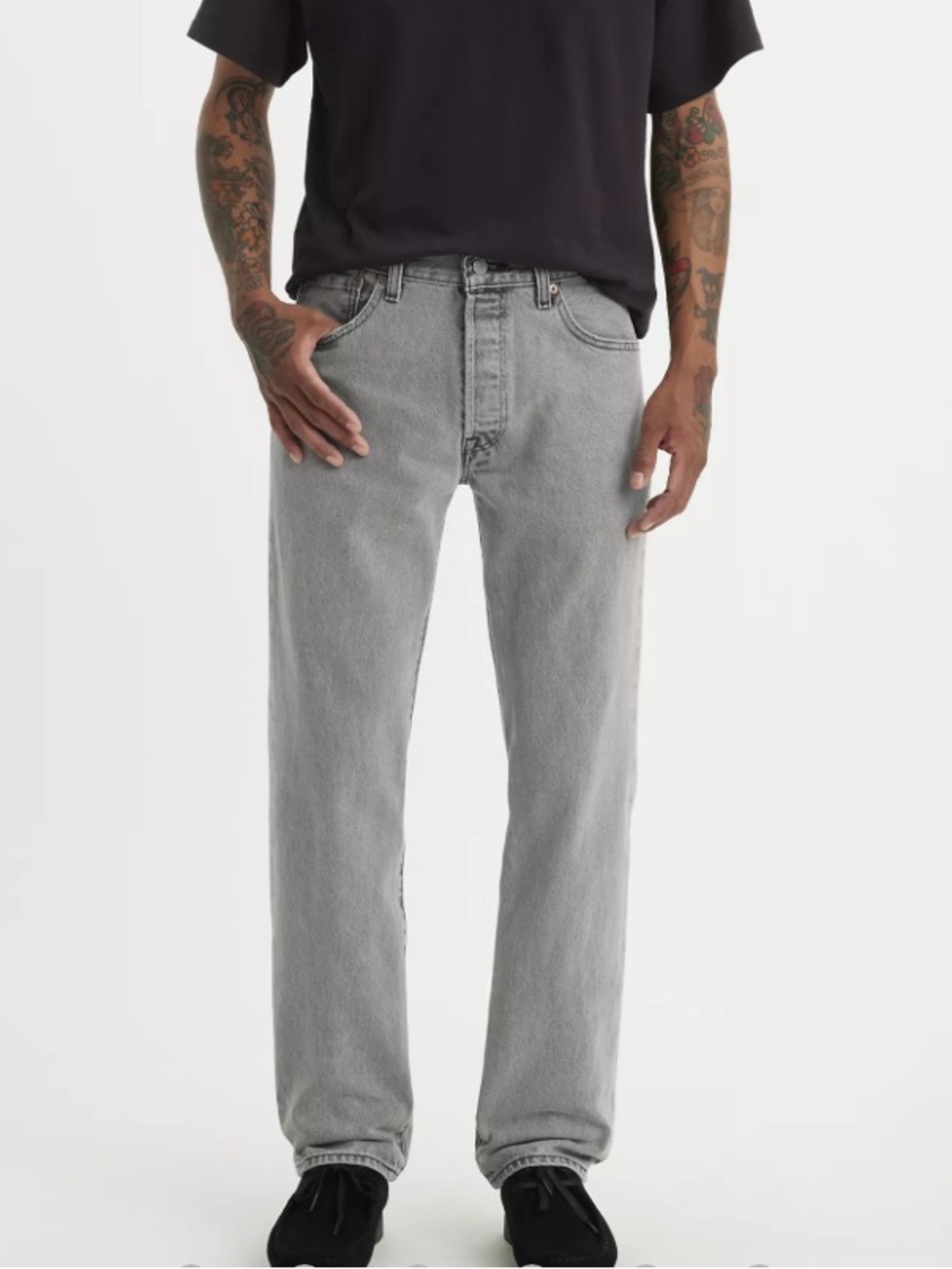 Mens light gray wash 501 levis denim jeans 36x34